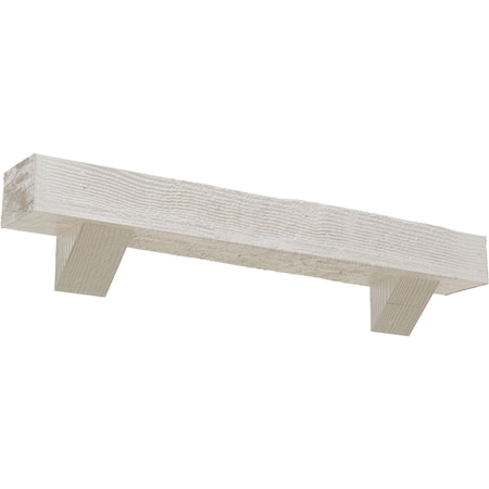 Ekena Millwork Kit w/ Breckinridge Corbels, Factory Prepped, 4"H x8"Dx72"W Rough Sawn Faux Wood Fireplace ManteL MANURS04X08X72BKUN